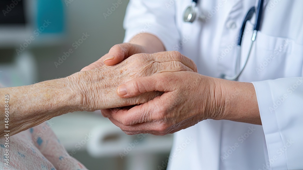 A doctor uses gentle manual therapy techniques on an elderly patient. A doctor uses gentle manual therapy techniques on an elderly patient.