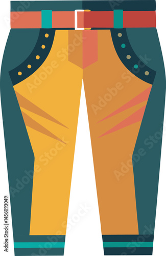A stylish vector art illustration featuring sleek leather pants, showcasing detailed texture, realistic shading, and modern fashion design elements.