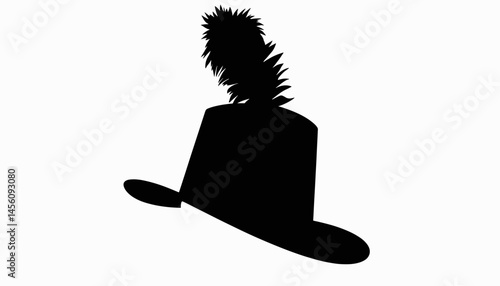 Silhouetted marching band hat with feather on white background, symbolism