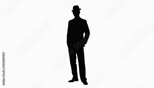 Elegant silhouette of a doorman in a hat, classic service