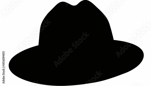 Silhouette of a scout hat on white background, symbolism of adventure