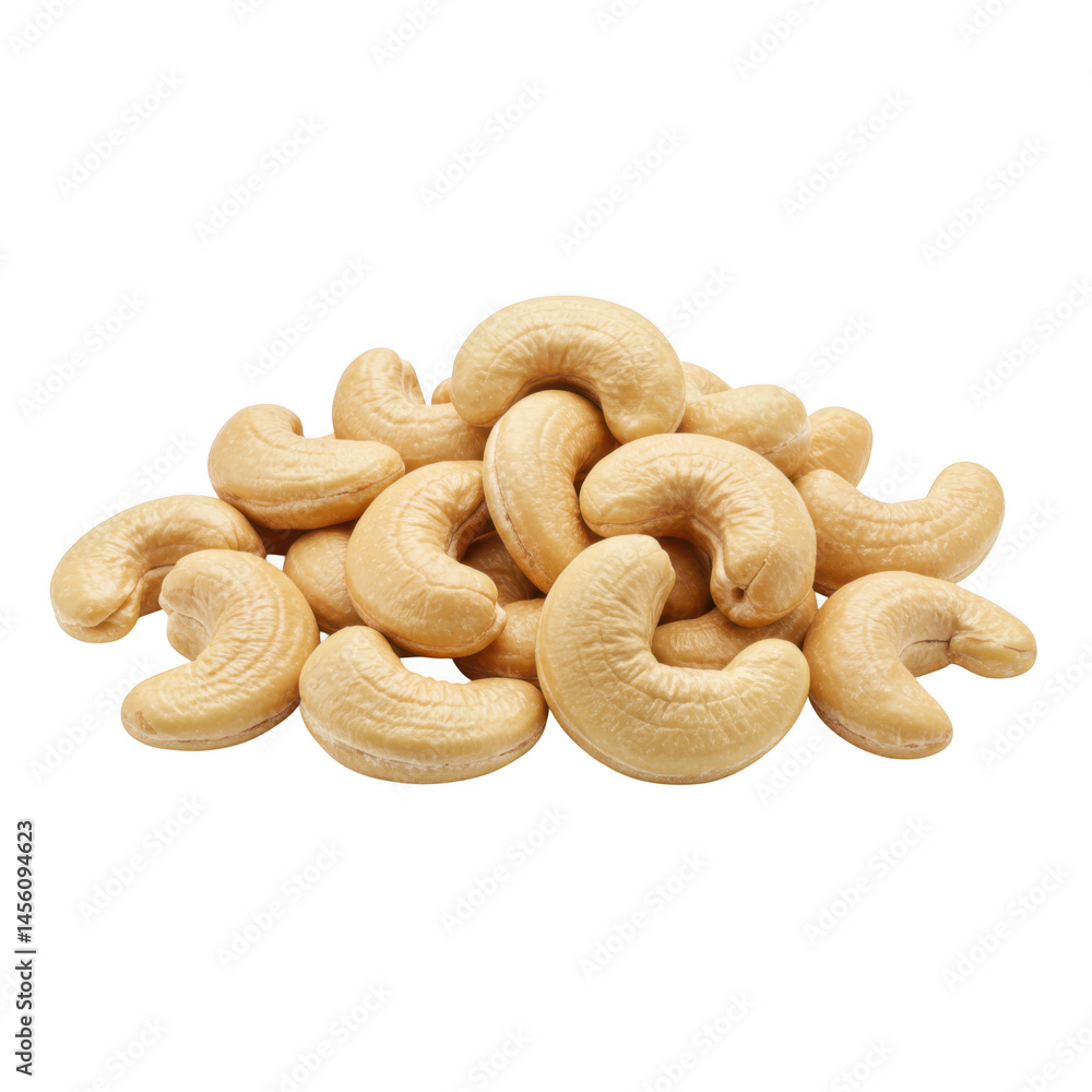 Pile of cashew nuts on white background on transparent background Pile of cashew nuts on white background on transparent background