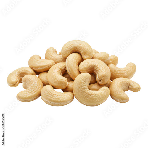 Pile of cashew nuts on white background on transparent background
