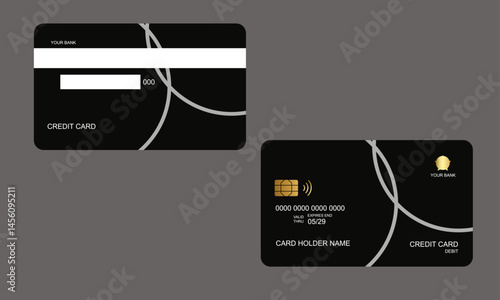 Set of Credit Cards Black White