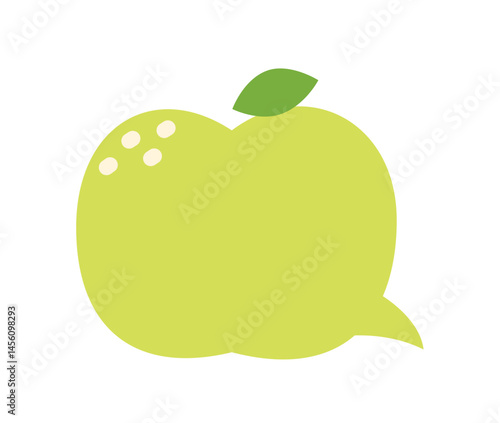 Speech bubble balloon Icon green,  Apple blank bubbles, Fruits talk bubble, Communication symbol, Message logo, Cartoon sign, Vector illustration
