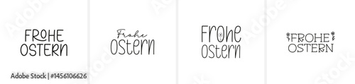 Frohe Ostern Wünsche in Kalligraphie oder moderner Schönschrift; alle Buchstaben einzeln auswählbar	
