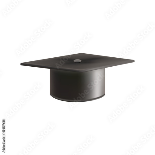Realistic Black graduate cap. 3D Graduation Doctoral hat.