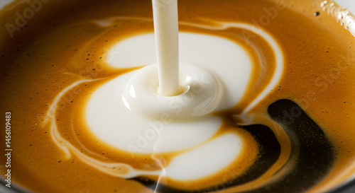 Wallpaper Mural Stream Of Milk Creating Patterns In Espresso Coffee Close Up View Torontodigital.ca