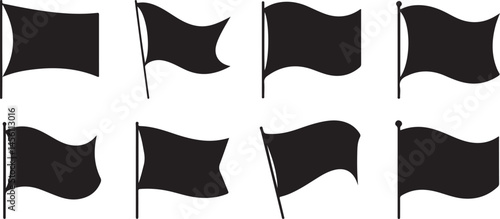 Set of black flag silhouettes useful for design and symbol concepts