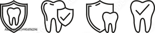 Dental Icons set. Dentist, care, disease, teeth whitening, removal, broken, root canal, tooth filling and wisdom teeth. Vector illustration