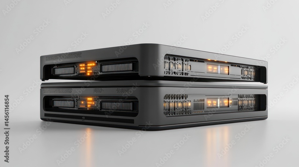 Futuristic server units stacked Futuristic server units stacked