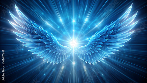 Blue Rays of Wing Abstract Background for Futuristic or Creative Design