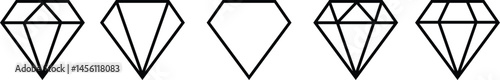 Diamond icons line styles Set. Gaming, precious crystal stones editable stock for mobile concept and web designs. Game diamonds Vectors. Rich symbols collection