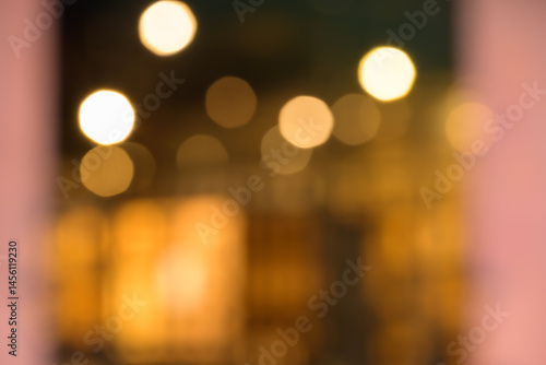 Abstract blured image of golden lights circular bokeh  background