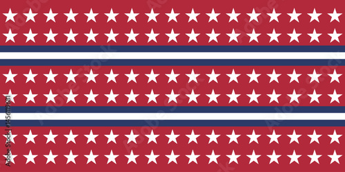 Patriotic Stars and Stripes. Americana Background Pattern. Vector Template For Fabric, Textile, Wallpaper, Wrapping Paper