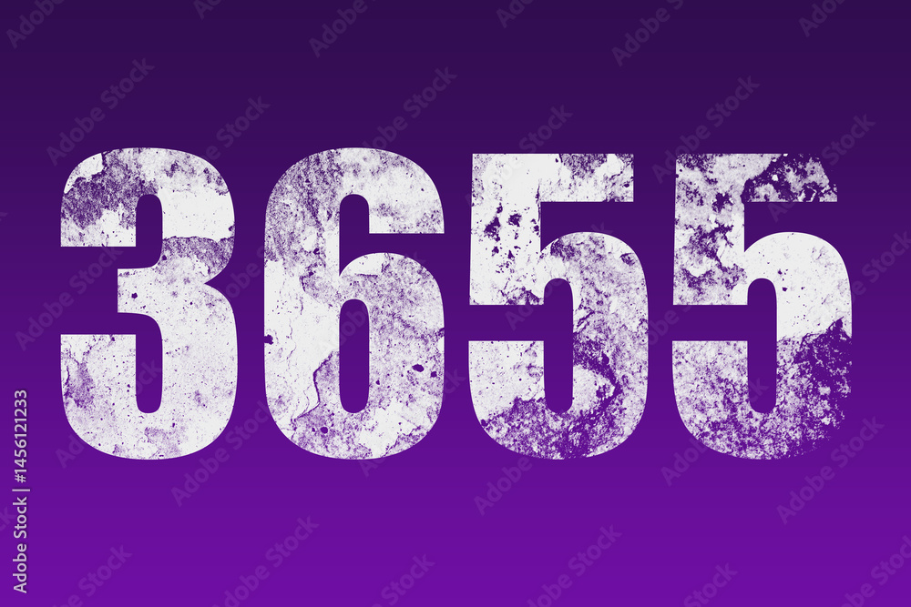 flat white grunge number of 3655 on purple background. flat white grunge number of 3655 on purple background.
