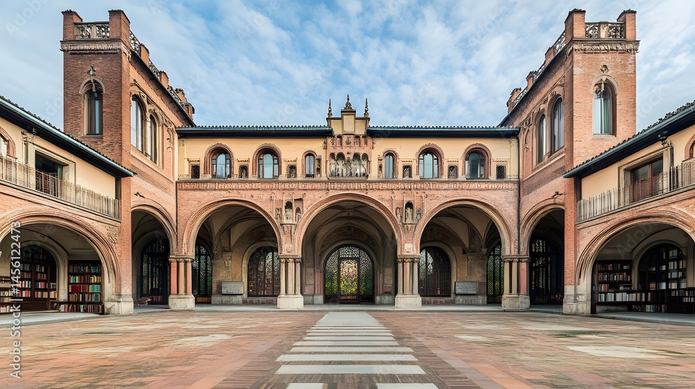Obraz premium The historical Biblioteca Ambrosiana in Milan, with its stunning architecture and vast collection of books