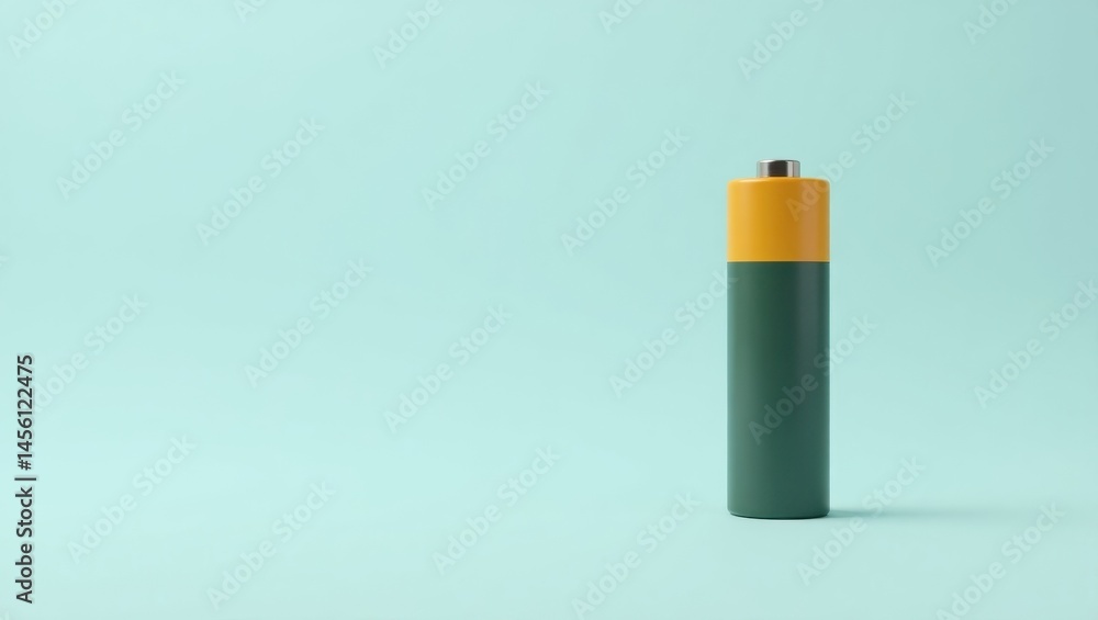 Minimalist battery. Green yellow battery isolated minimalistic power e Minimalist battery. Green yellow battery isolated minimalistic power e