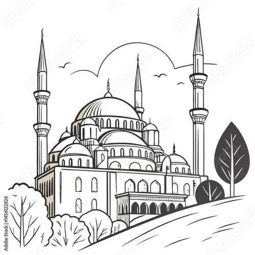 elegant mosque building artwork