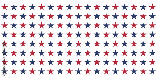 Patriotic Stars. Americana Background Pattern. Vector Template For Fabric, Textile, Wallpaper, Wrapping Paper