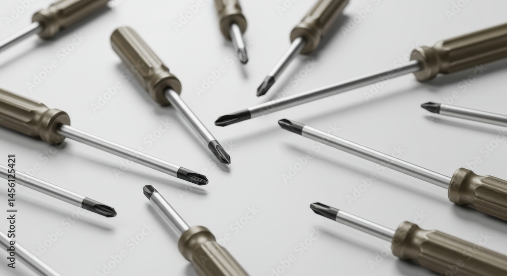 Screwdriver Set Phillips Head on White Background Precision Tools Screwdriver Set Phillips Head on White Background Precision Tools