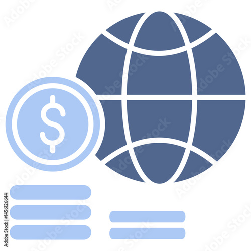 World Financial Flat Blue Icon