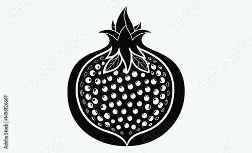 Pomegranate silhouette, pomegranate fruit silhouette vector, pomegranate icon clip art