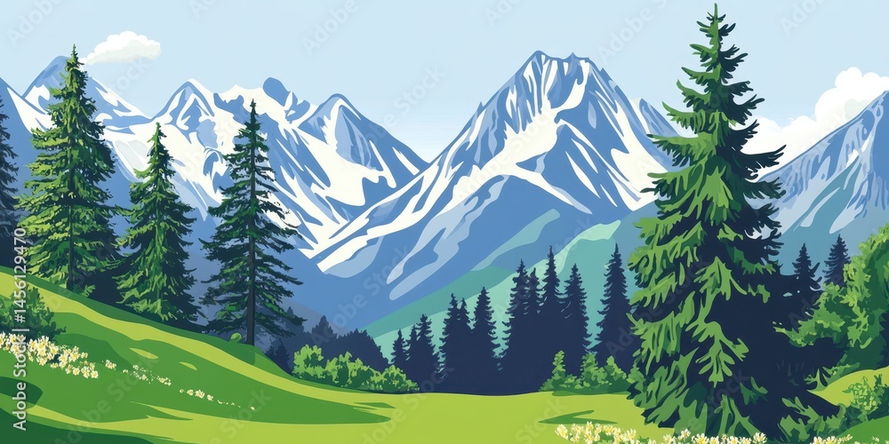 Fototapeta premium Alps landscape banner