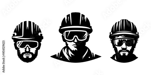 Construction Worker Head Icon Set