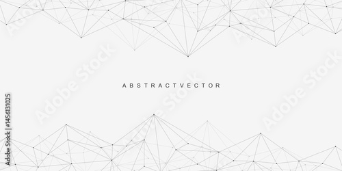 Global network connection website header or banner design. Abstract background with connecting dots and lines. Global business. Social network communication. Internet technology. Vector illustration