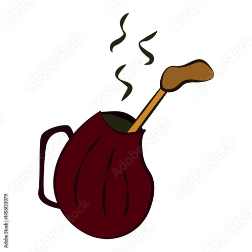 Simple illustration of a bizarre cup with a spoon. Perfect for witch's kitchen designs.