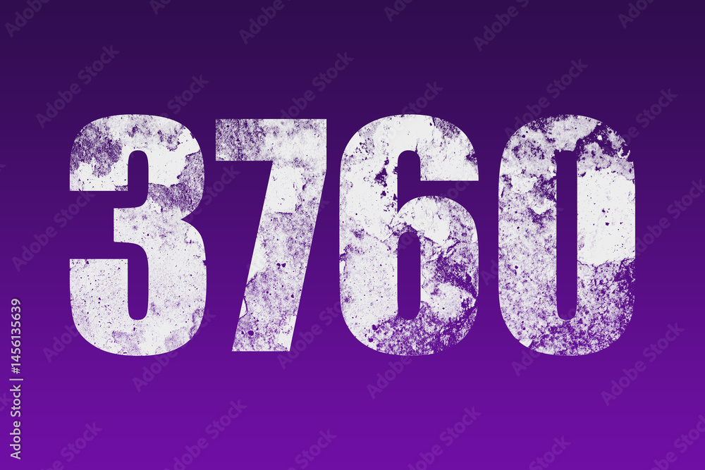 flat white grunge number of 3760 on purple background. flat white grunge number of 3760 on purple background.