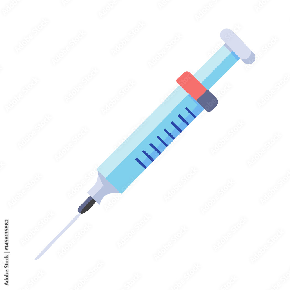 Fototapeta premium Medical Syringe - Flat Vector Illustration