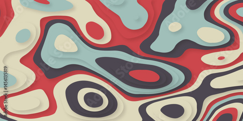Colorful multilayer paper cut image. Vector decoration art. Top view