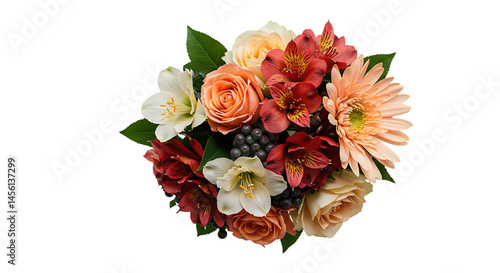 Isolated vibrant flower bouquet with transparent background