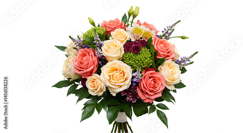 Isolated vibrant flower bouquet with transparent background