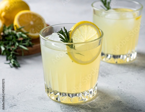refreshing lemon and rosemary mocktail setup with fresh herbs and zesty flavors


