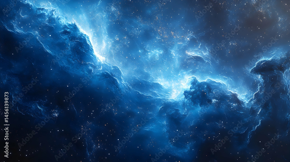 Cosmic nebulae display of swirling blues and light. Cosmic nebulae display of swirling blues and light.