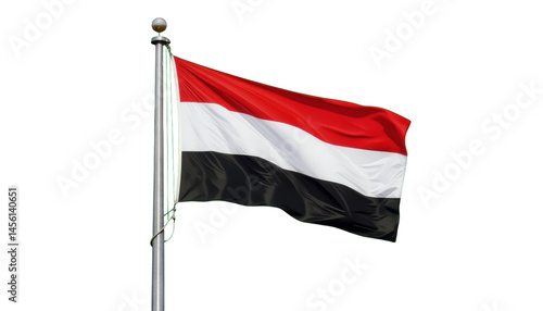 Yemen Flag, Red White Black, Transparent Background