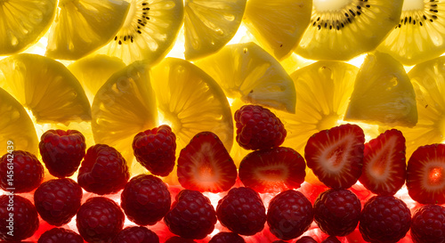 Tropical Freshness A Vibrant Display Of Sliced Fruit And Berries