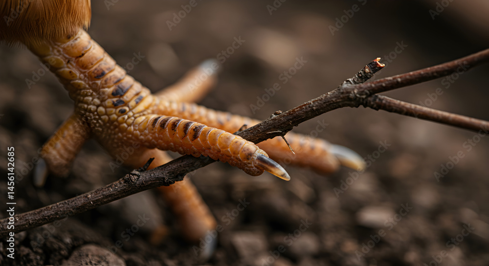 Fototapeta premium Close Up Of Fowl Feet Holding On A Branch In The Woods