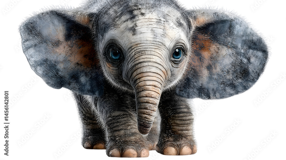 Fototapeta premium Adorable Baby Elephant Portrait Wildlife Animal Closeup Cute Mammal