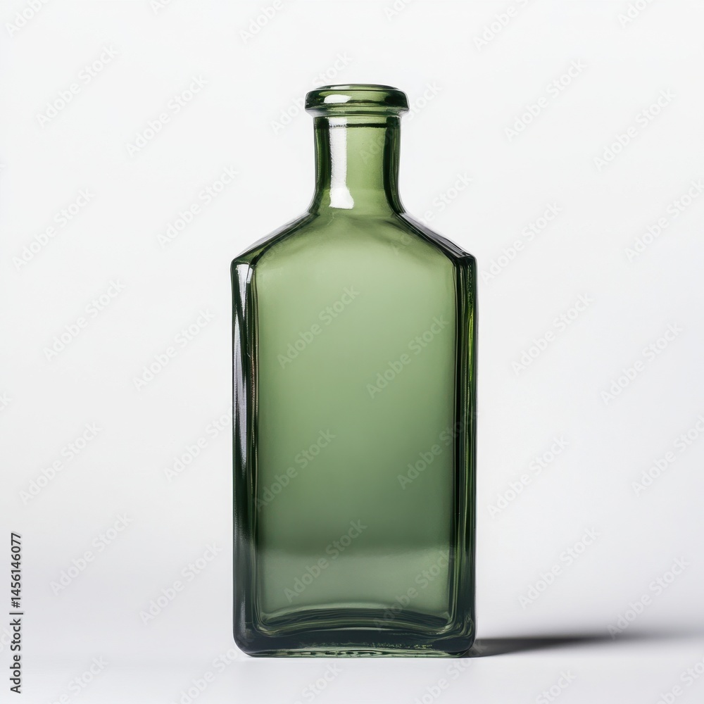 translucent green bottle, simple design, placed on white background translucent green bottle, simple design, placed on white background