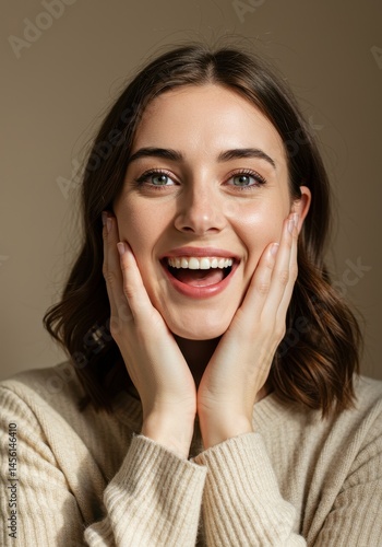 Happy woman expressing joy