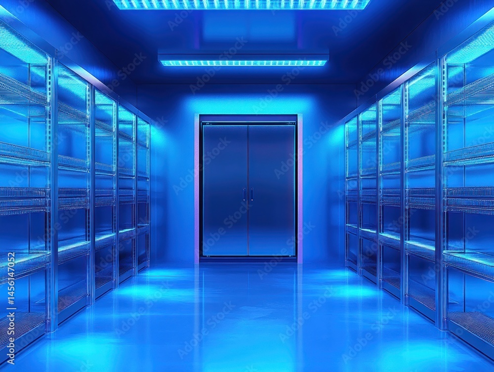 Blue storage facility interior