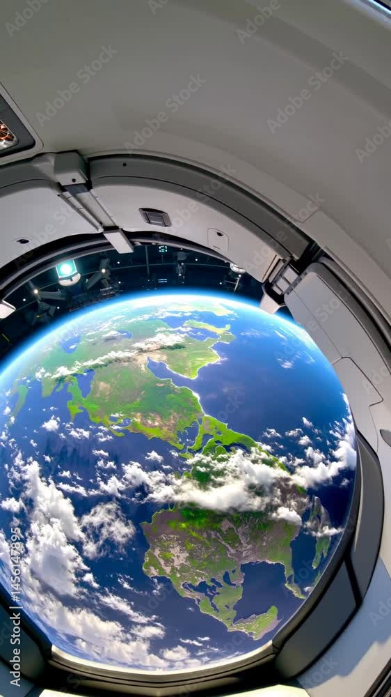 Vue de la Terre depuis un vaisseau spatial futuriste
Vue de la Terre depuis un vaisseau spatial futuriste