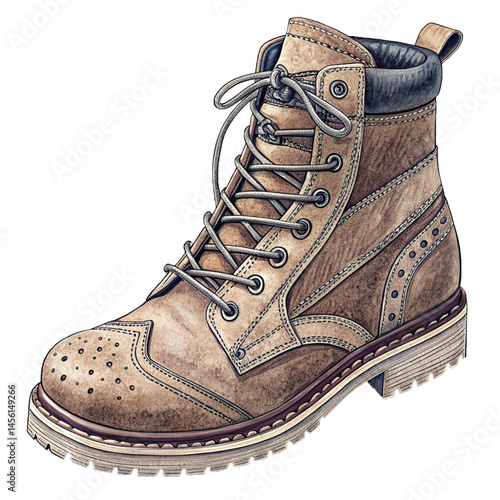 Rugged brown hiking boot with laces detailed sole and outdoor-ready design symbolizing adventure durability and exploration