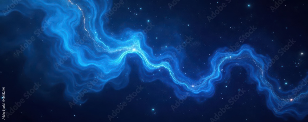 Abstract swirling blue nebula on black background , light, motion, galaxy Abstract swirling blue nebula on black background , light, motion, galaxy