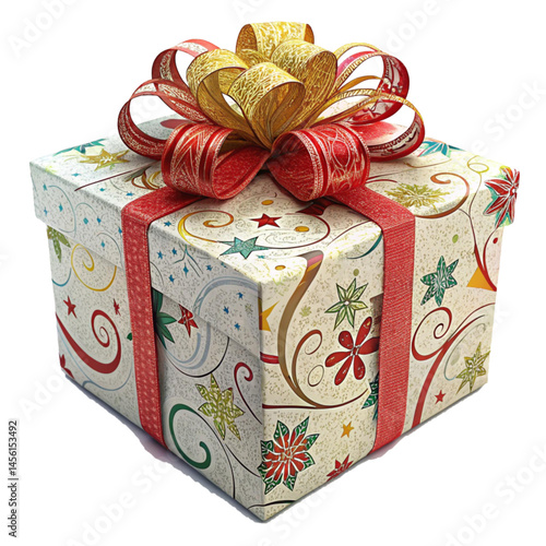 Decorative floral gift box with elegant ribbon showing festive packaging and colorful present design