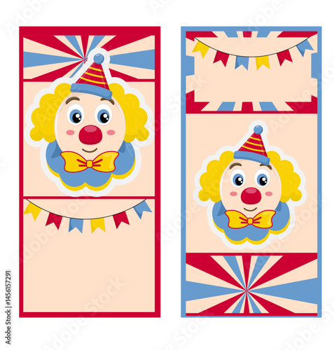 circus labels with clown